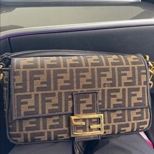 Fendi Baguette brown FF fabric bag